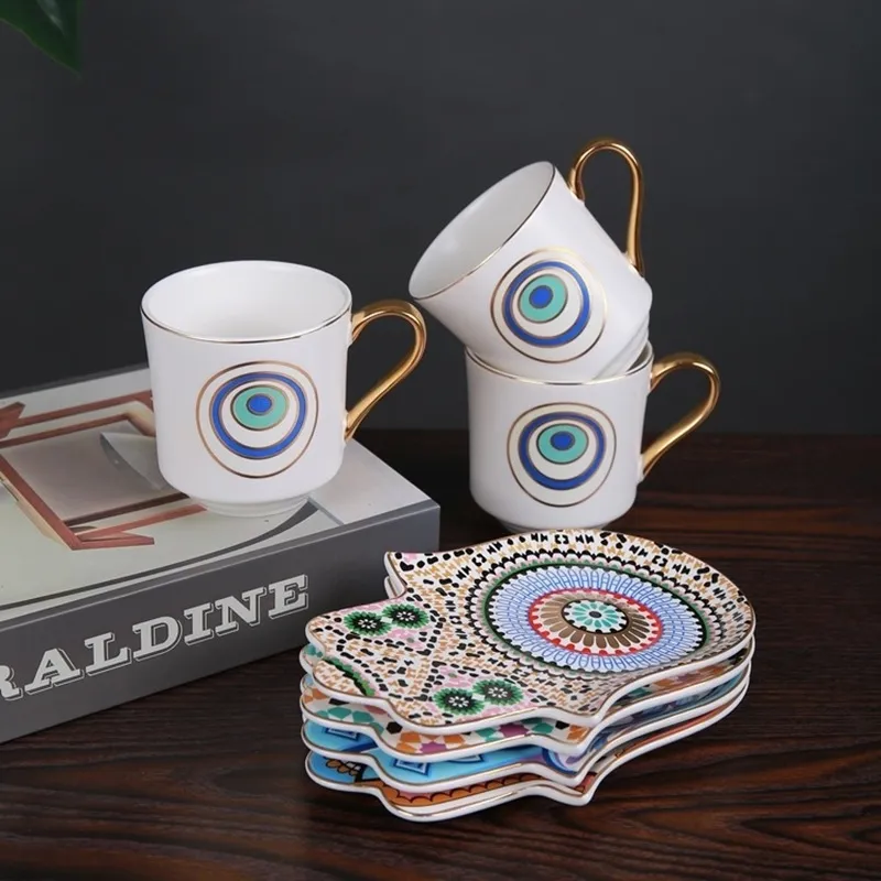 Espresso Cup Saucer - Retro Hanging Ear Creative Ceramic Cup
