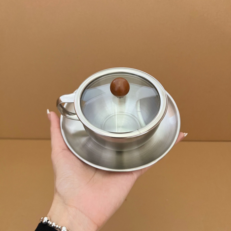 Retro Stainless Steel Coffee C - Espresso Cup Saucer recension och pris