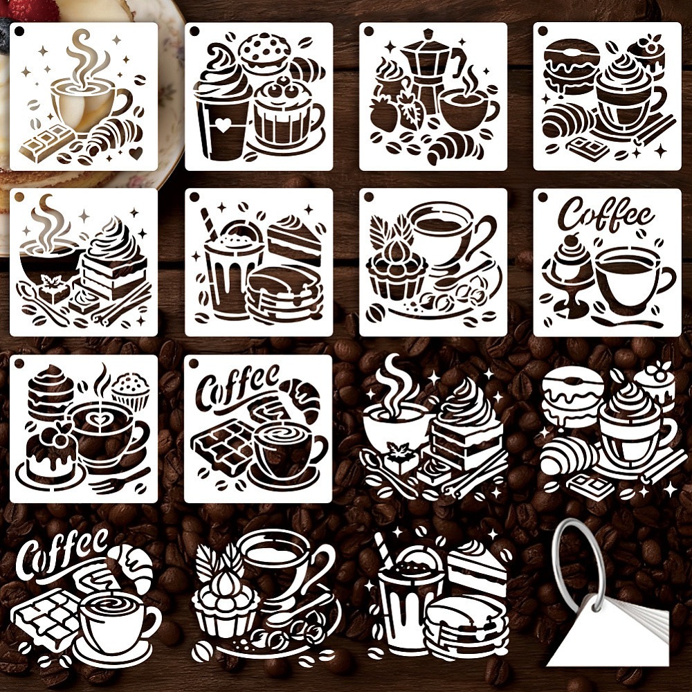 10 Sheets Coffee Stencils for  - Draw Coffee And Tea recension och pris