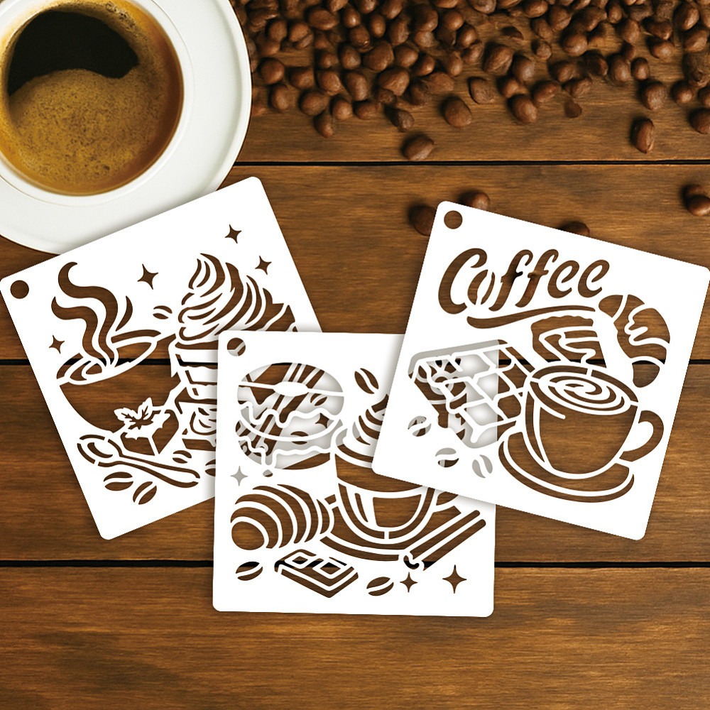 10 Sheets Coffee Stencils for  - Draw Coffee And Tea recension och pris