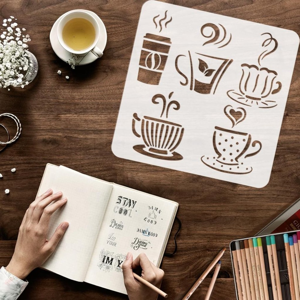 Hot Drinks Stencil for Paintin - Draw Coffee And Tea recension och pris
