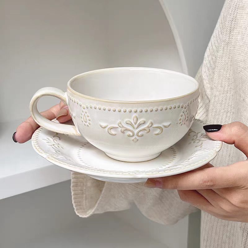 French Retro Relief Flower Cup - Espresso Cup Saucer recension och pris